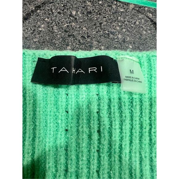 TAHARI LIMON GREEN Cropped knit sweater size M - Picture 3 of 6